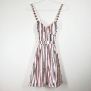 GUESS STRIPED SPAGHETTI STRAP DRESS